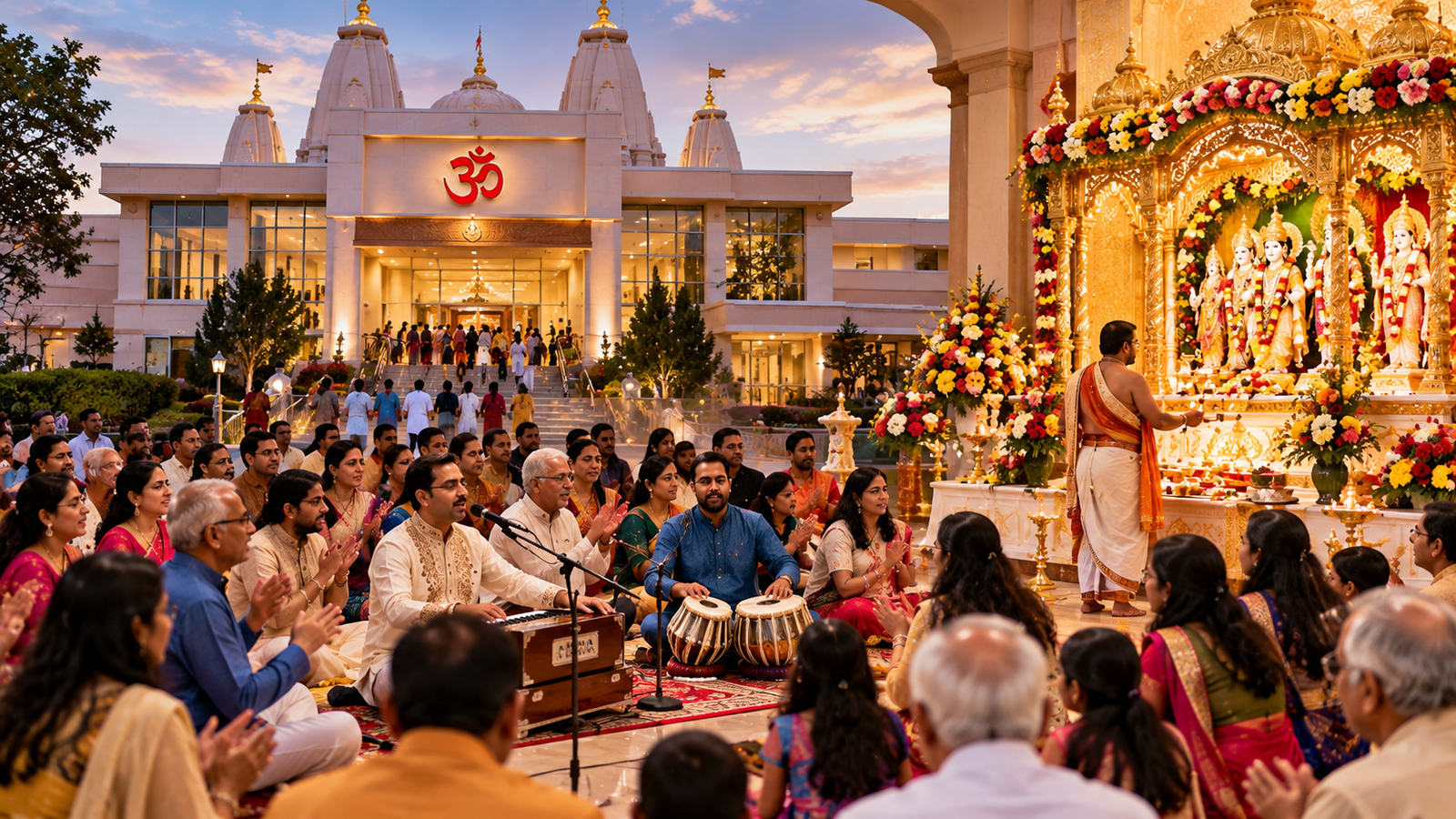 Bhajan and puja gathering at Hindu Temple Burnaby